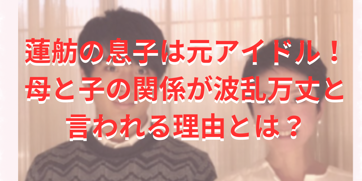 蓮舫の息子は元アイドル！母と子の関係が波乱万丈