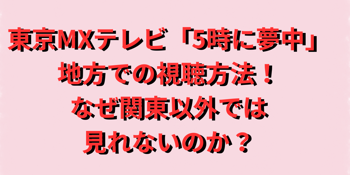 東京MXテレビ「5時に夢中」地方での視聴方法！